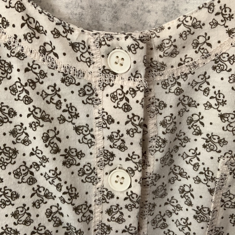 Vintage Palm Grove Cream Print Button Front Sleeveless Top - Picture 3 of 5